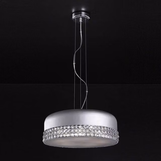 Italux Lighting Carina Classic 6 Light Crystal Pendant Ceiling Light in Silver with G9 Bulbs
