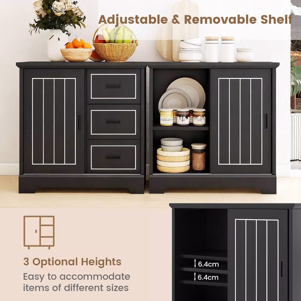 Costway Farmhouse Sideboard Buffet Cabinet in Black – 6