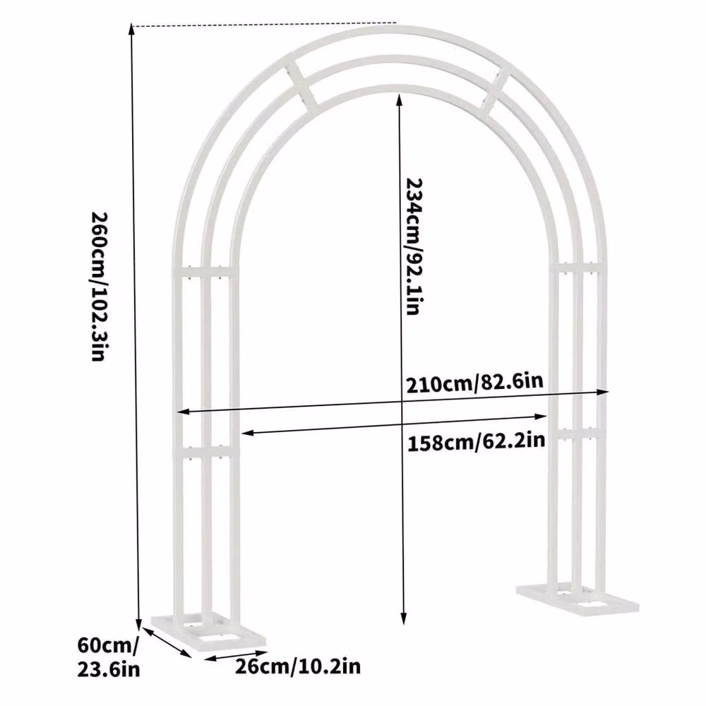 NESTLUNE White Metal Square Tube Wedding Arch and Flower Rack Stand W/D/H: 100 x 15 x 100 cm – 2