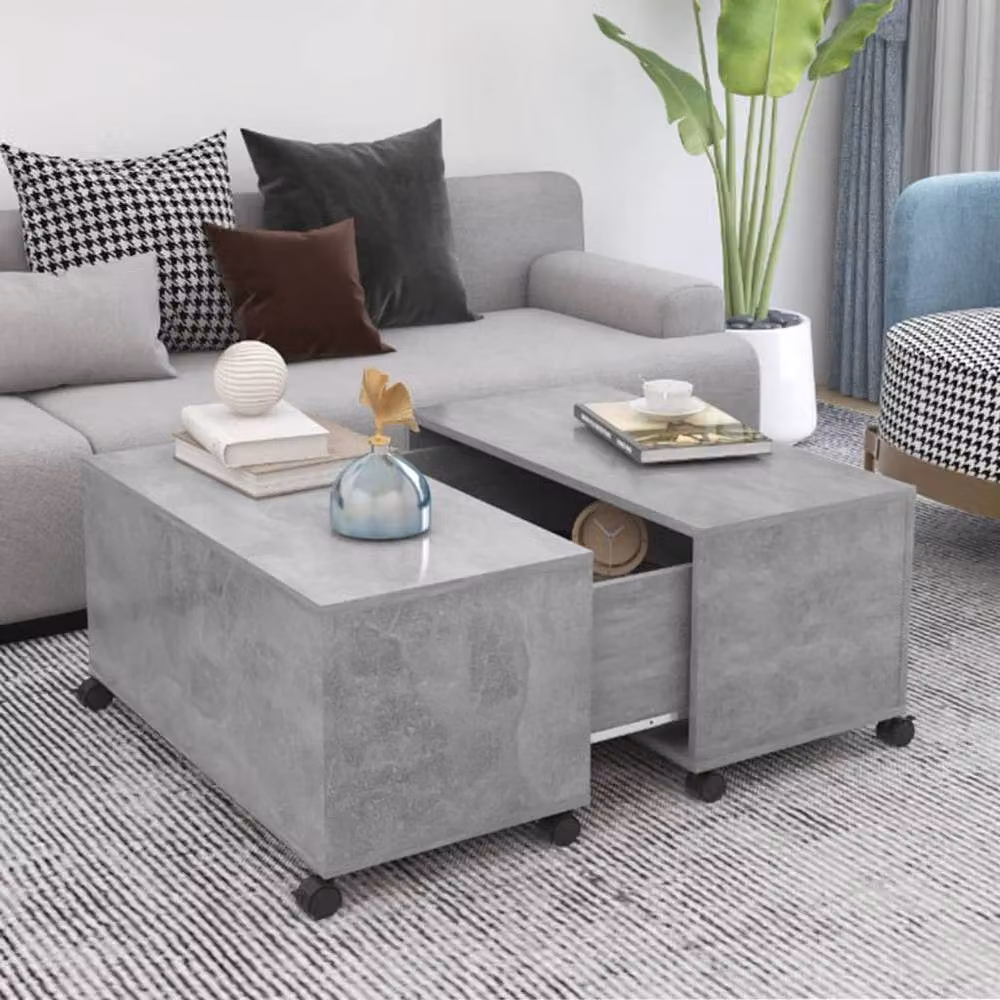 Berkfield Home Square Coffee Table in Grey, W/D/H: 75 x 75 x 38 cm – 2