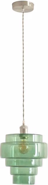 ValueLights Lane 5 Tier Layered Green Glass and Brushed Chrome Pendant Ceiling Light