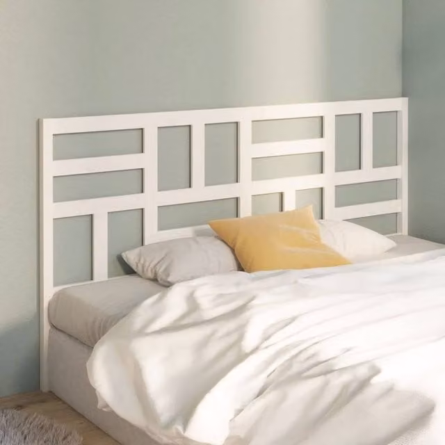 Berkfield Home Beautiful White Solid Pine Wood Bed Headboard W/D/H: 186 x 4 x 104 cm