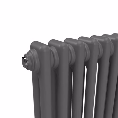 Lux Heat Anthracite Grey Horizontal 2 Column Traditional Steel Radiator, H: 50.0 cm, W: 60.5 cm – 3
