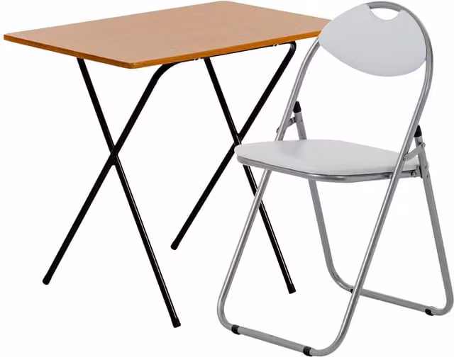 Harbour Housewares Wooden Folding Desk and Chair Set in White and Brown – 1