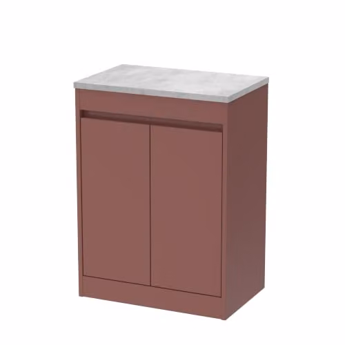 Balterley Modern 2 Door Freestanding Bathroom Vanity Unit with Worktop and Soft Close Doors, Smoked Red, W/D/H: 62.0 x 39.5 x 83.5 cm – 3