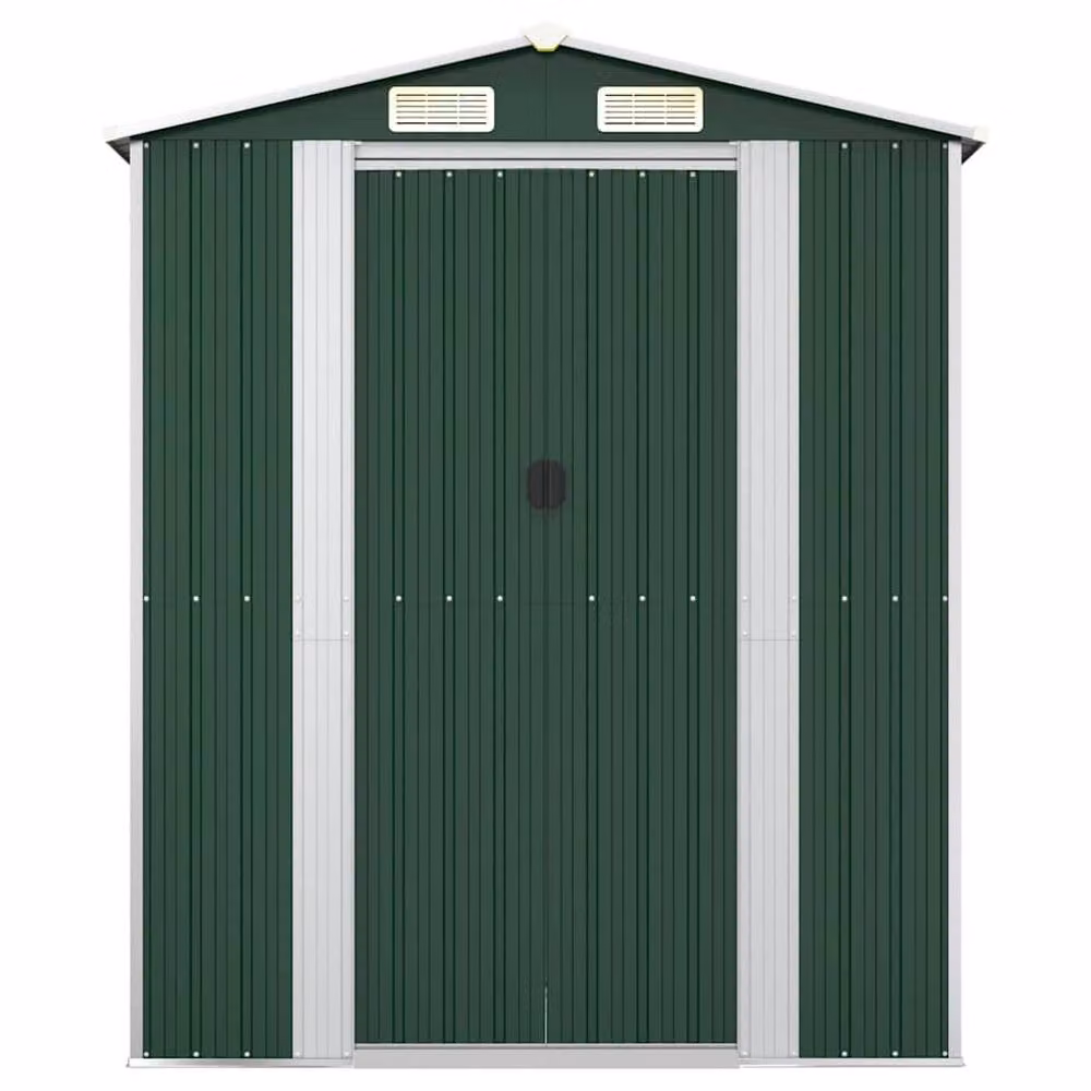 Berkfield Home Green Galvanised Steel Garden Shed with Sliding Doors and Side Vent, W/D/H: 192 x 108 x 223 cm – 3