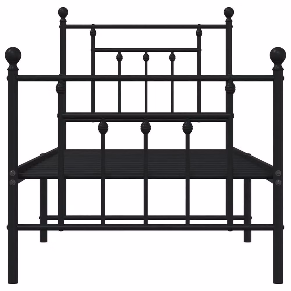 Berkfield Home Metal Bed Frame with Headboard and Footboard in Black, W/D/H: 75 x 190 cm Small Single – 3