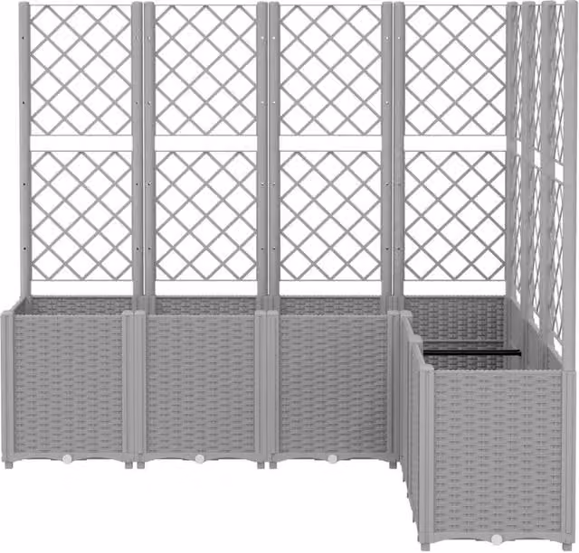 Berkfield Home Garden Planter with Trellis in Light Grey, W/D/H: 160 x 120 x 140 cm – 1