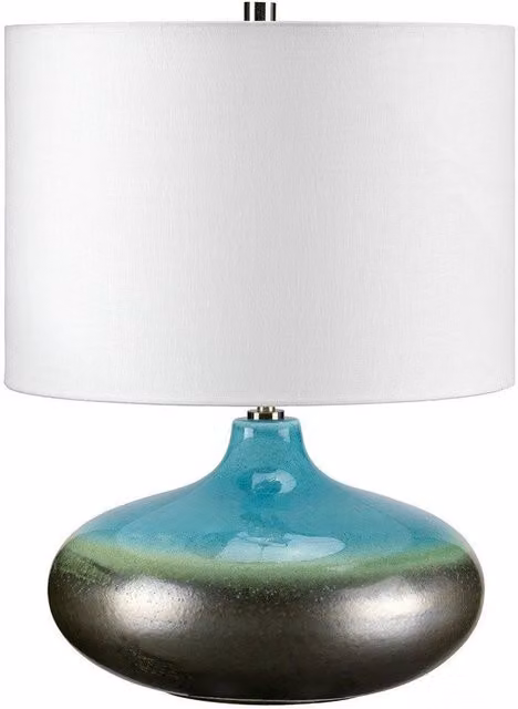 Netlighting Laguna Small Table Lamp in Grey and Turquoise with E27 Ceramic and Glass Base