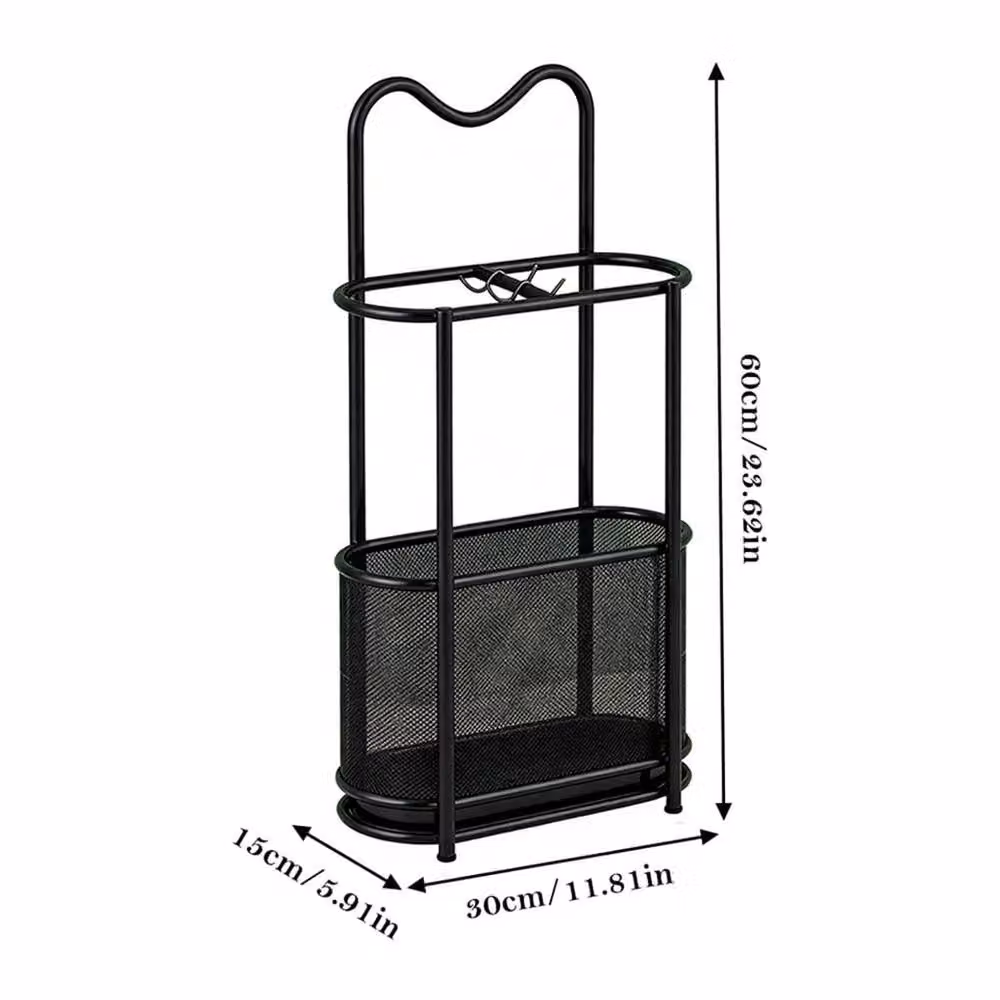 Nordara Black Metal Freestanding Umbrella Stand with Removable Drip Tray and Hooks, H 100 cm x W 15 cm x D 15 cm – 2
