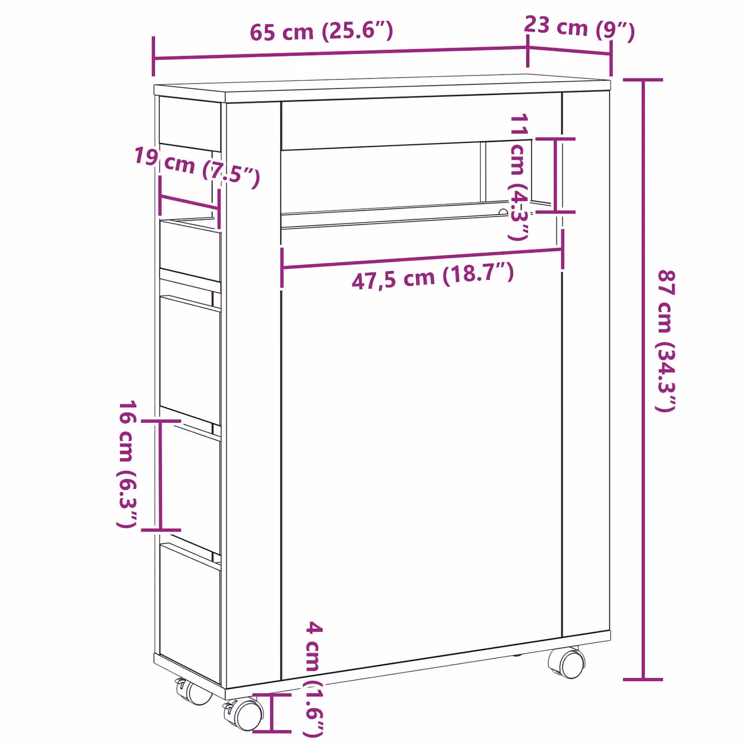 Berkfield Home Narrow Bathroom Cabinet with Wheels in Black Oak Engineered Wood – 5