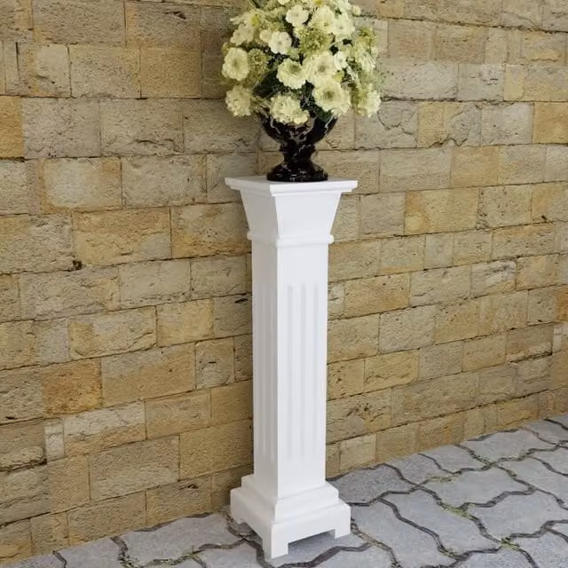 Berkfield Home Classic Square Pillar Plant Stand in White Lacquered MDF