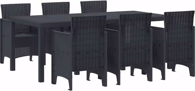 Berkfield Home 7 Piece Anthracite Poly Rattan Garden Dining Set in Charcoal