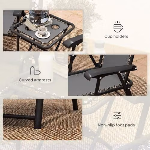Outsunny 3 Piece Folding Garden Bistro Set in Grey – 5