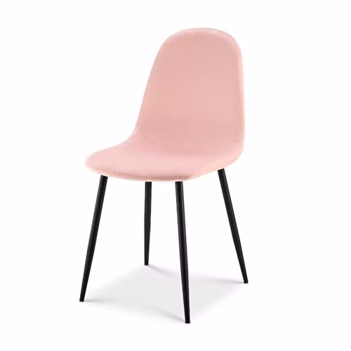 Bravich LTD Ron Velvet Dining Chair in Pink with Metal Legs