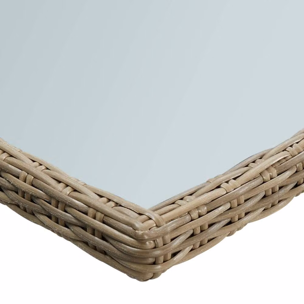 Berkfield Home Brown Poly Rattan and Glass Garden Dining Table W/D/H: 200 x 100 x 74 cm – 3