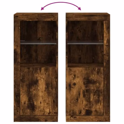 vidaXL Modern Sideboard with Integrated LED Lights in Smoked Oak, W/D/H: 41 x 37 x 100 cm – 3