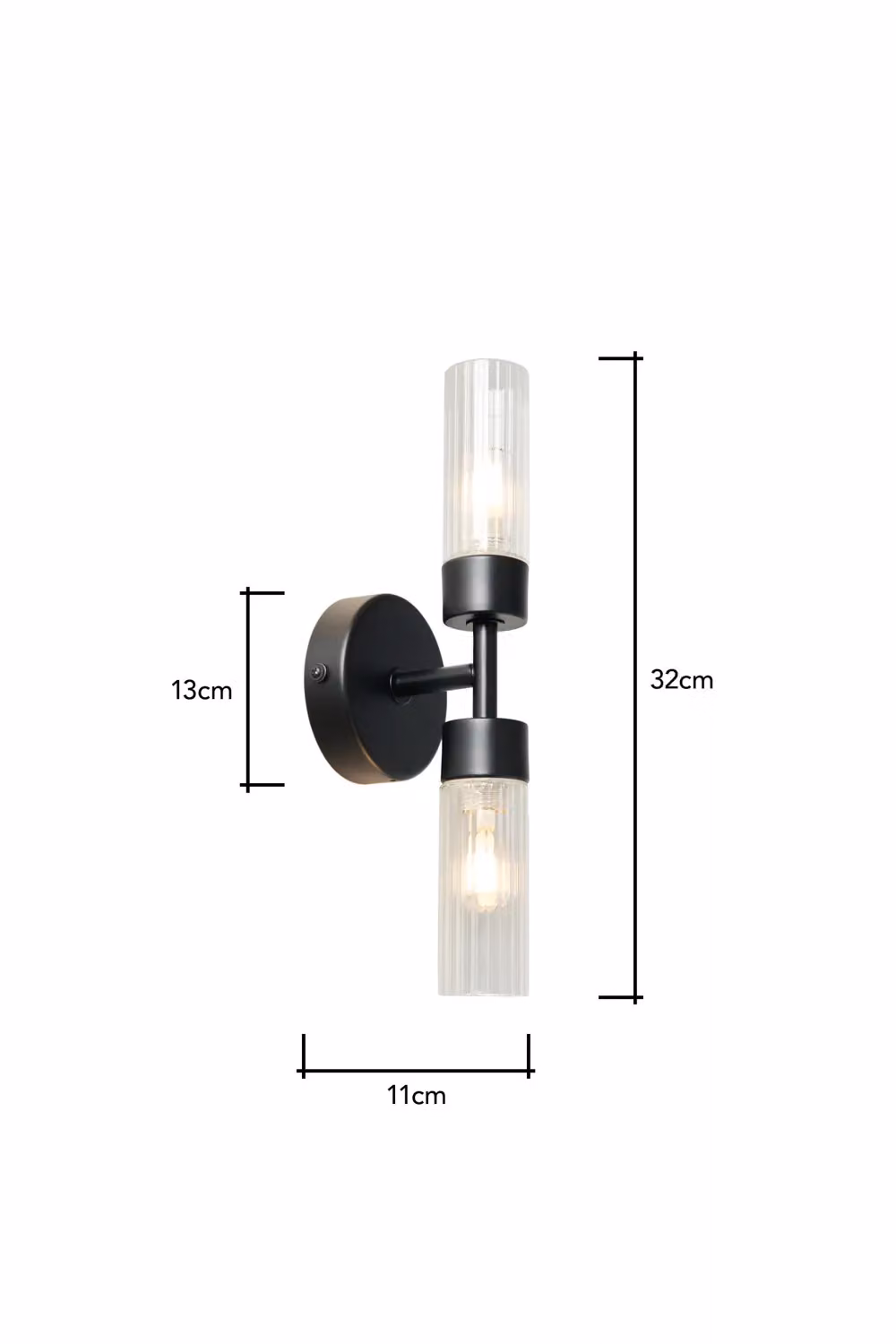 BHS Lighting Kier Black Modern Up and Down Bathroom Wall Light with Glass and Metal Finish – 3