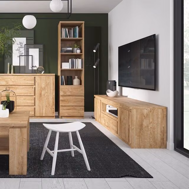 Furniture To Go Fribo Tall Narrow Bookcase in Golden Ribbeck Oak