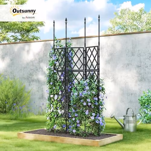 Outsunny Foldable Garden Trellis Support in Black, W/H: 85 x 197 cm – 2