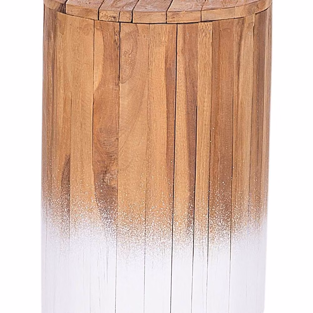 Wyld and Coco Everwood Solid Teak Bedside Table, Light Brown and White – 2