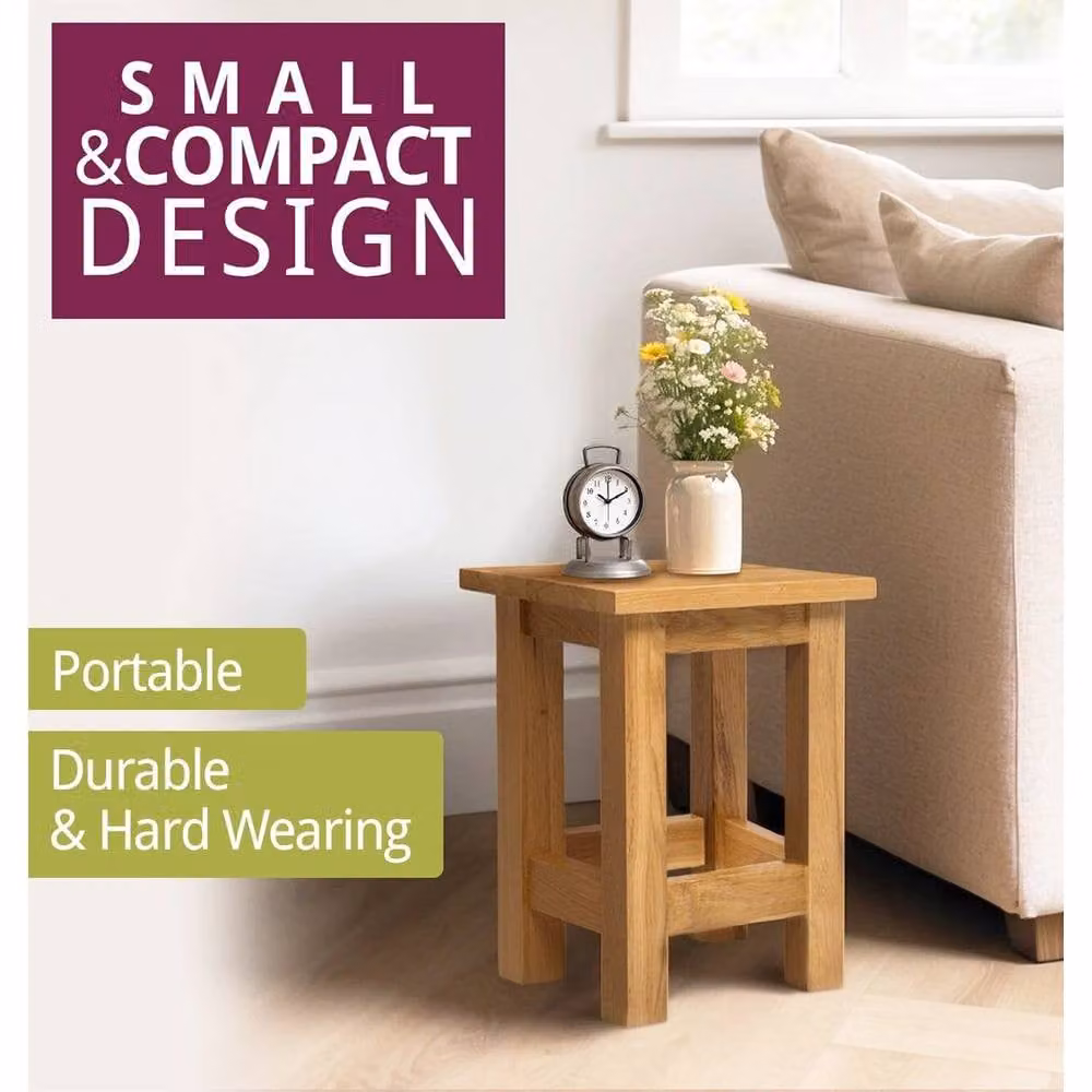 FORGEVIO Small Square Side Table in Brown Lacquered Oak Wood – 4