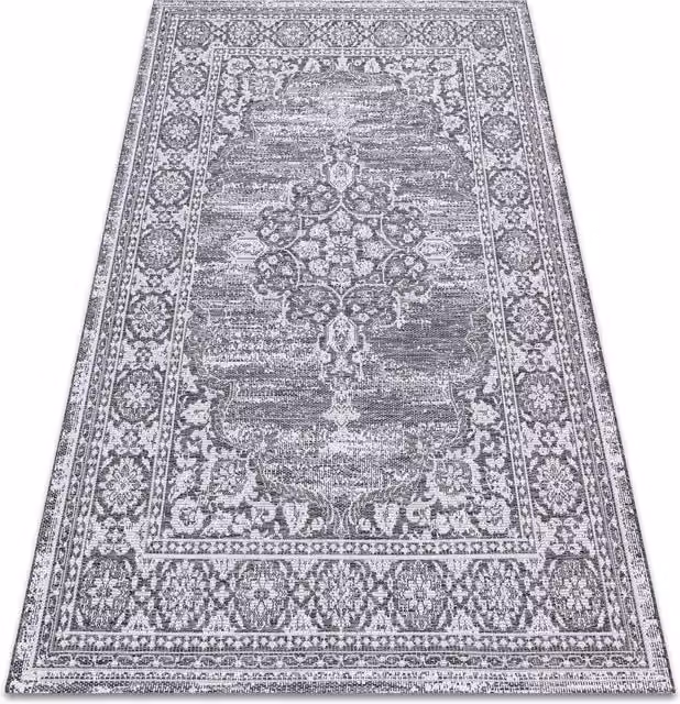 RugsX Loft Grey Vintage Oriental Flat Weave Rug, W: 120 cm, D: 170 cm
