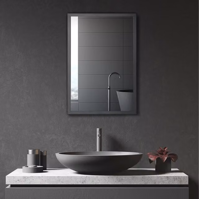 kleankin Black Wall Mounted Minimalist Bathroom Cabinet with Mirror and Hinged Doors