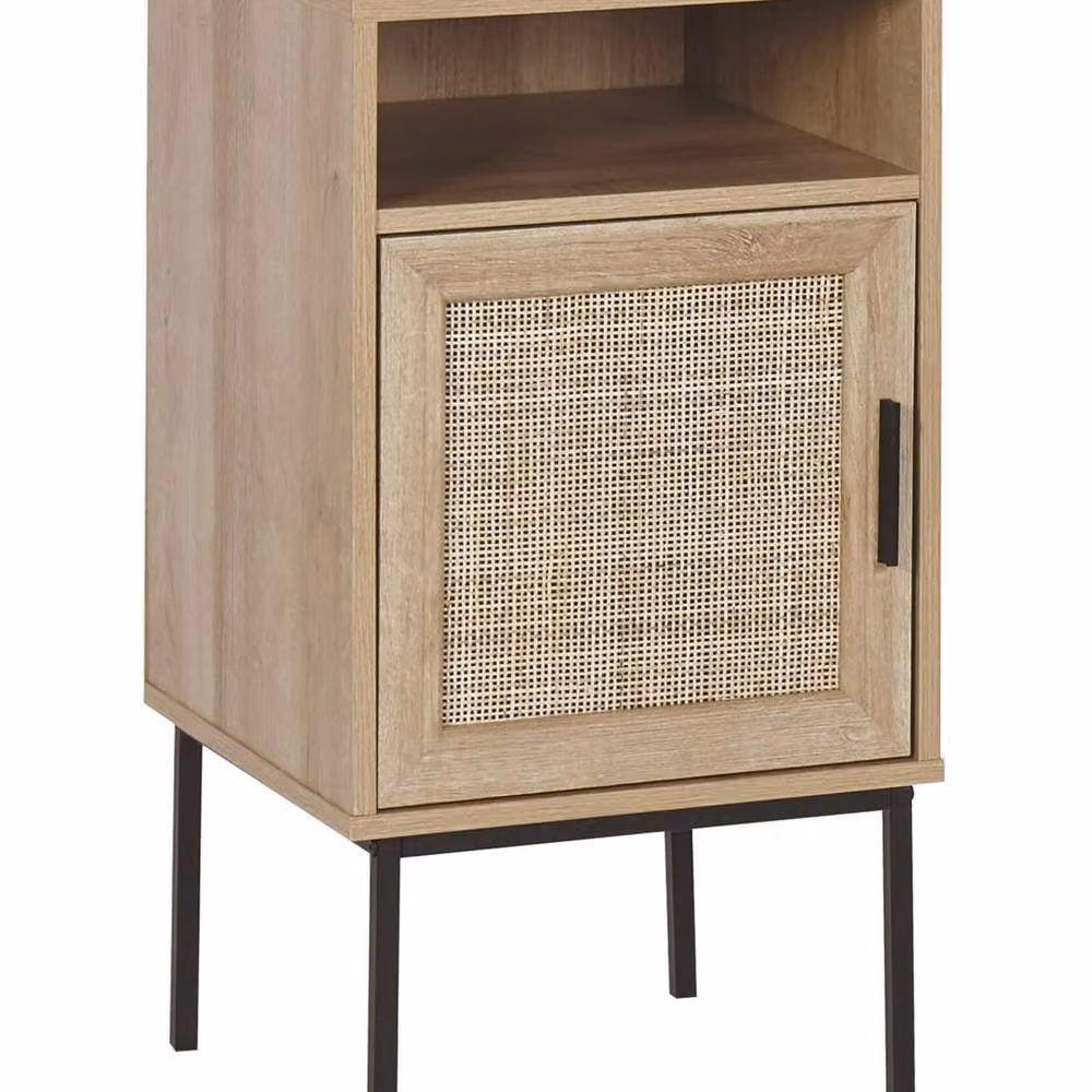 Wyld and Coco Brown Rattan Bedside Table with Powder-Coated Metal Legs, W/D/H: 40 x 40 x 78 cm – 2