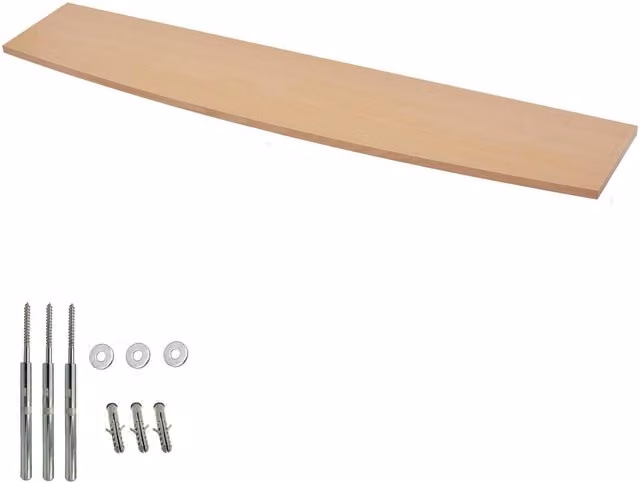 Roseley Beech Shelf Boards with Fixings, Brown, W: 118 cm, D: 23.5 cm