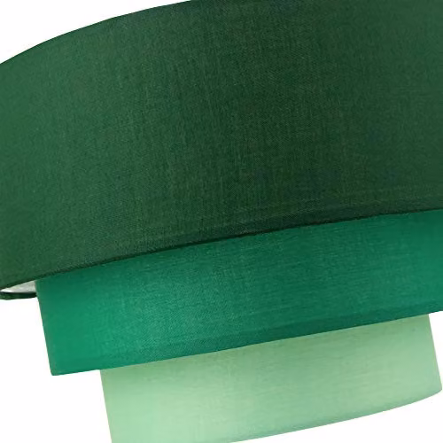 Happy Homewares Contemporary Round Triple Tier Green Cotton Fabric Pendant Light Shade, Diameter: 30 cm – 3