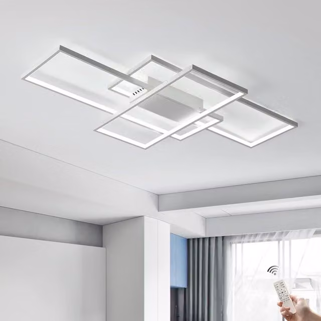 Garwarm Square Modern Dimmable LED Ceiling Light in White with Remote Control