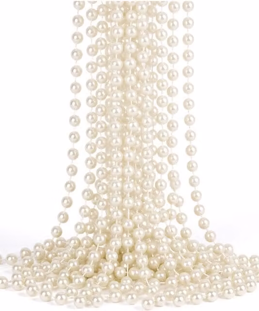 Neel Blue 9m Metallic Christmas Bead Chain in Blue and Beige – 1