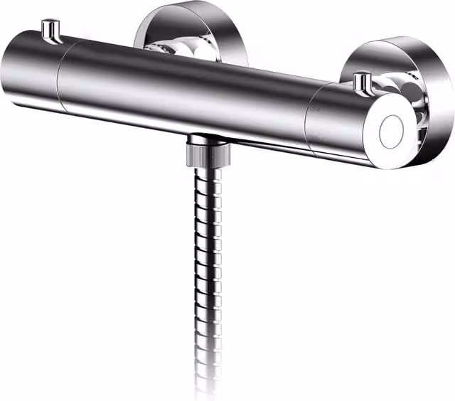 Balterley Current Wall Mounted Round Thermostatic Bar Shower Valve with Bottom Outlet in Chrome Silver