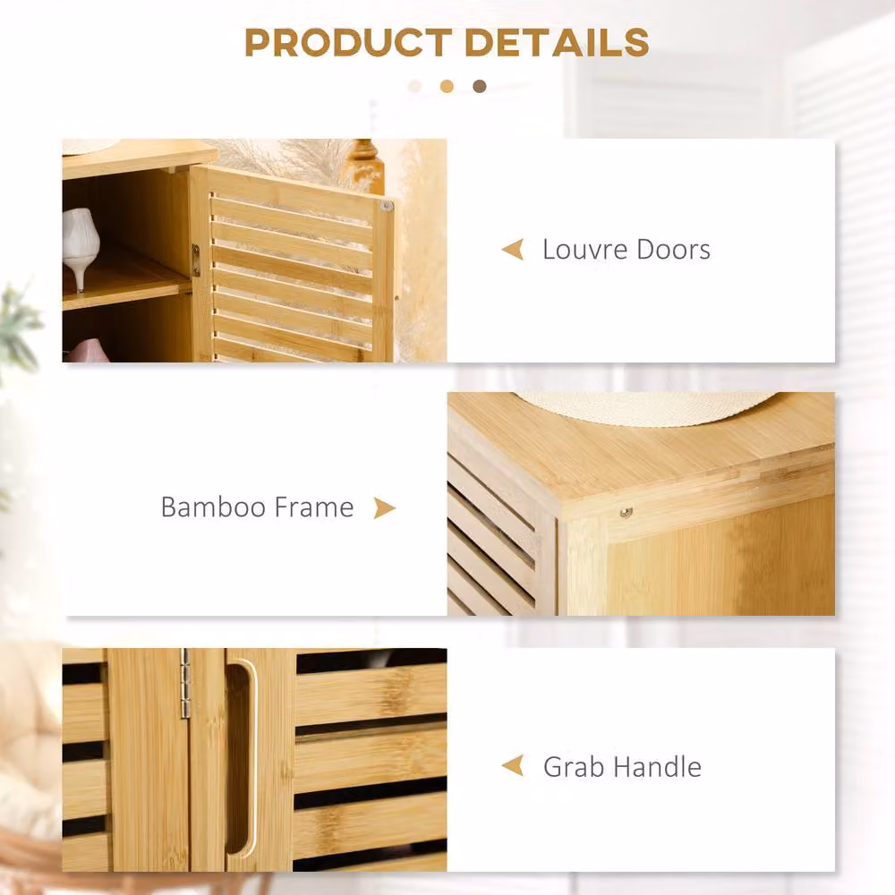 STILVORA Scandinavian Style Shoe Cabinet with 4-Tier Storage and Louvre Doors in Sand/Beige – 3