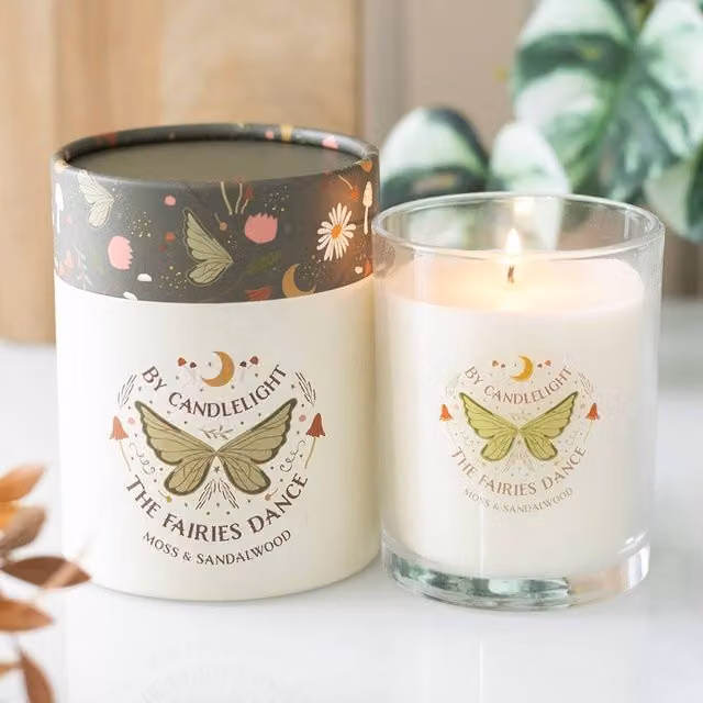 Uniqueful Fairy Wing Moss & Sandalwood Multicolour Pillar and Votive Candle