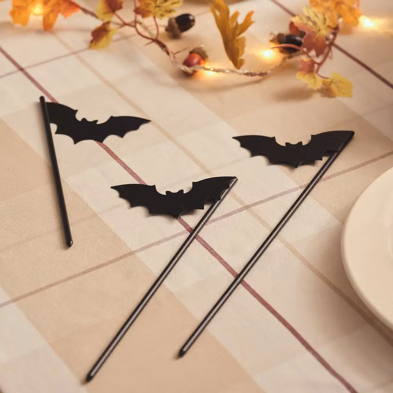 Lights4fun 3 Black Bat Halloween Pick Decorations