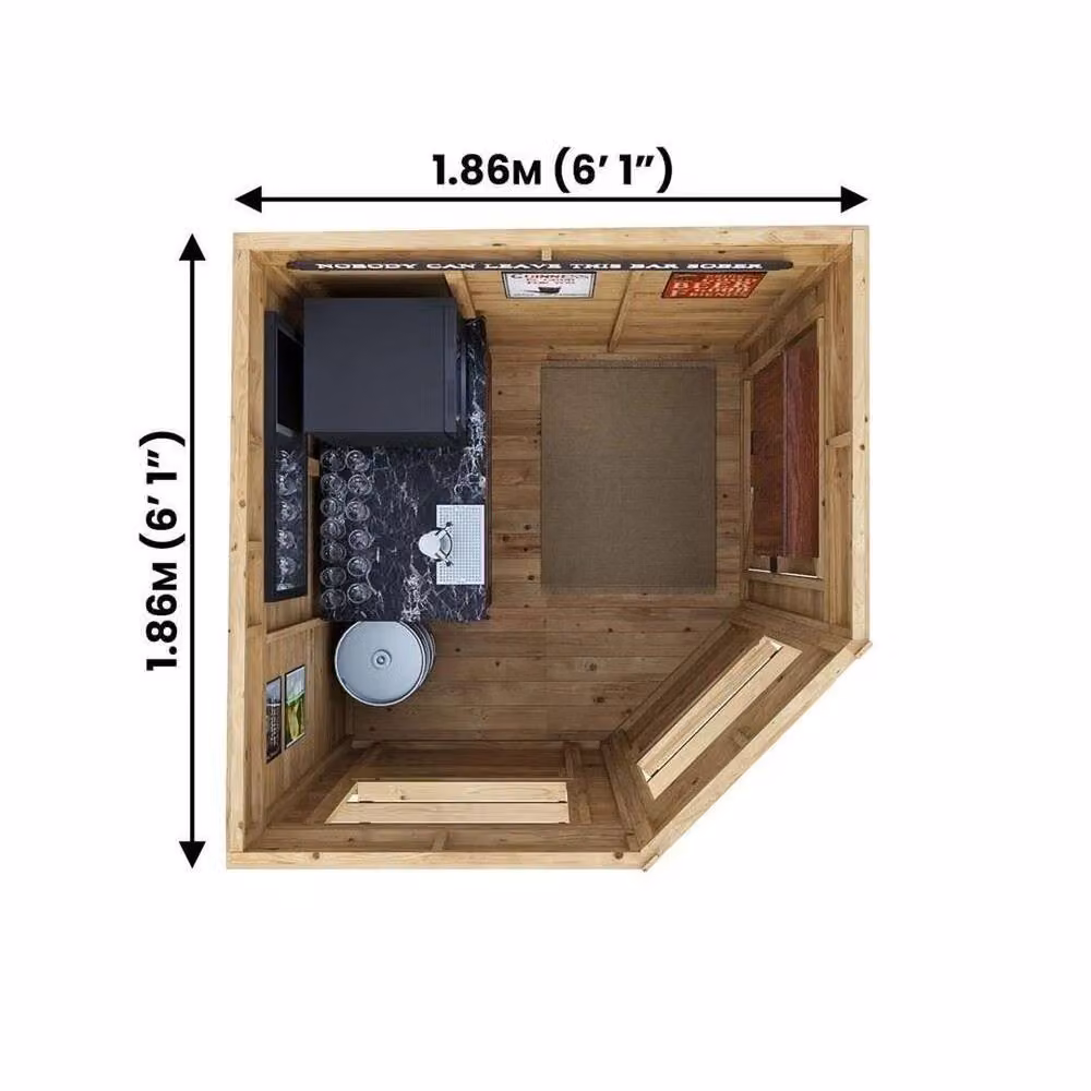 Dunster House Hangover Corner Garden Bar Shed, Brown, W: 240 cm, D: 240 cm, H: 240 cm – 3
