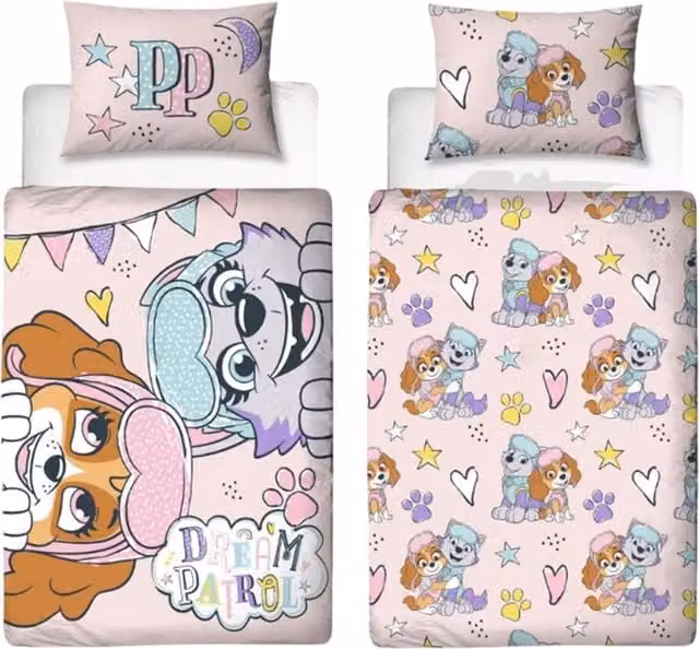 Paw Patrol Dream Reversible Multicoloured and Pink Graphic Duvet Set for Children