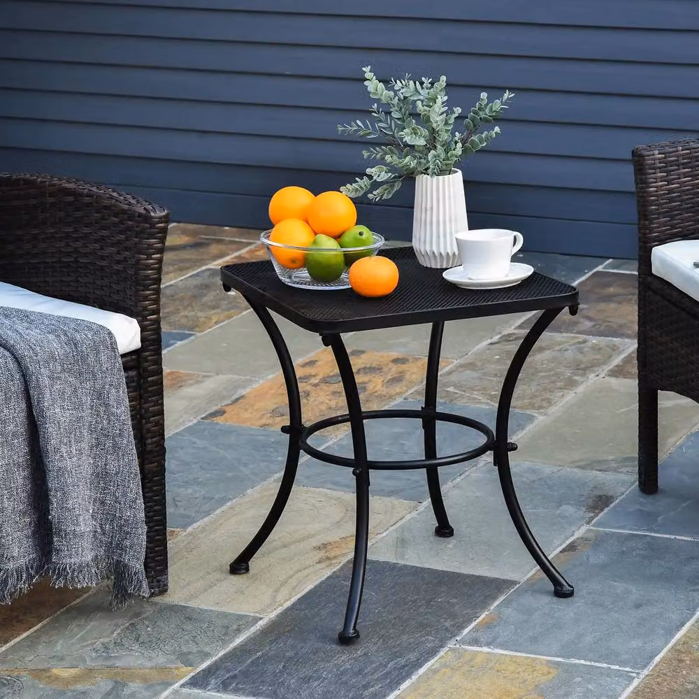 Wyld Haus Aritte Modern Black Matt Metal Square Outdoor Bistro Table W/D/H: 45 x 45 x 50 cm – 9