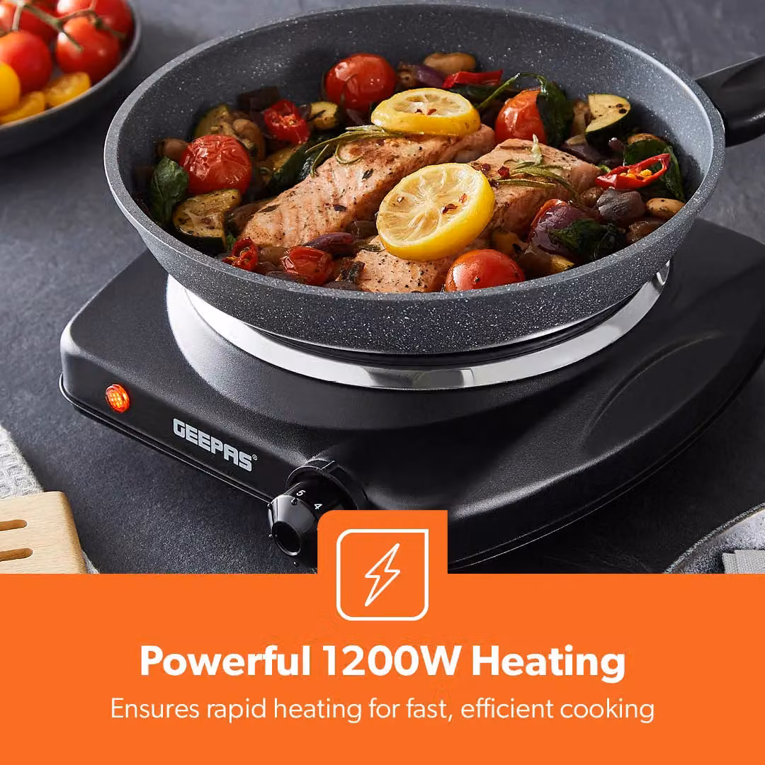 Geepas 1200W Single Ceramic Infrared Portable Electric Hot Plate Cooktop Hob in Black – 3