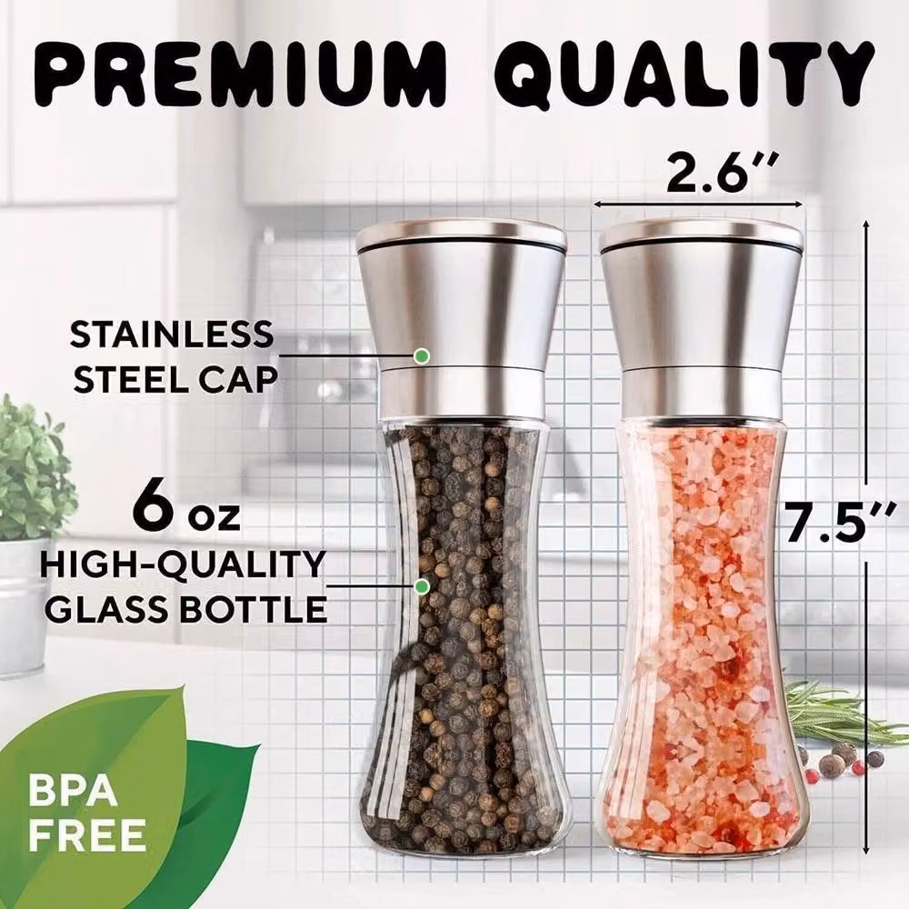 KORVIXA Pepper and Salt Grinder Set in Silver – 2