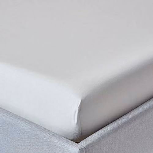 Homescapes Silver Grey Extra Deep Fitted Sheet, Single, 100% Egyptian Cotton Percale, W/D/H: 90 x 190 x 46 cm