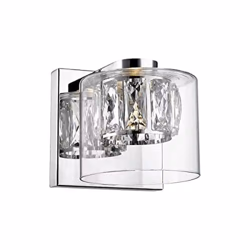 Netlighting Zumaline Gem Wall Lamp in Chrome and Silver with Glass, 450lm, 3000K Warm White