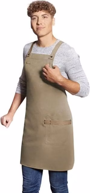 Karlowsky Urban-Look Cross Strap and Pocket Bib Apron in Light Beige