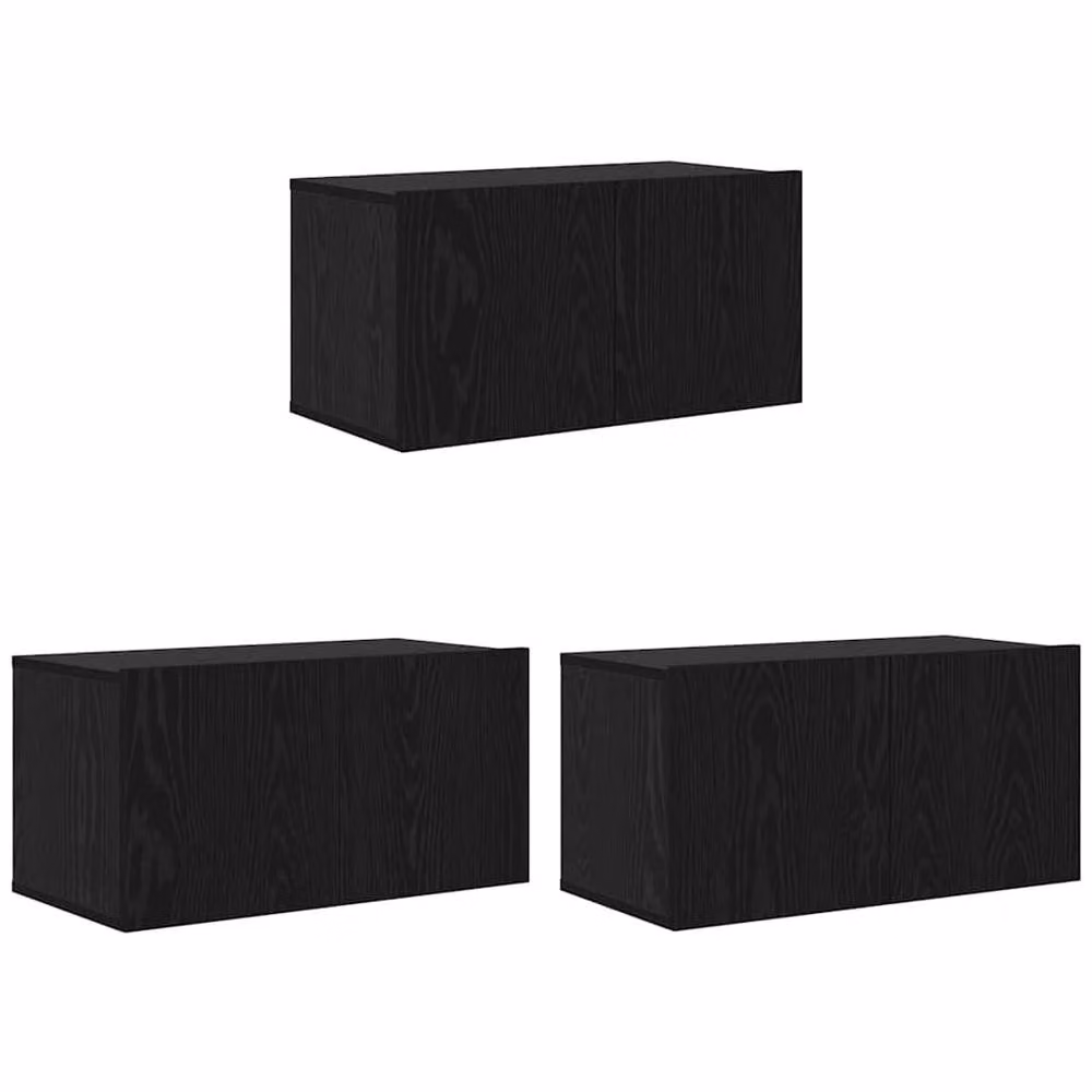 Berkfield Home Modern Wall Mounted TV Cabinet Doors in Black Oak, W: 60 cm, D: 30 cm, H: 30.5 cm – 4