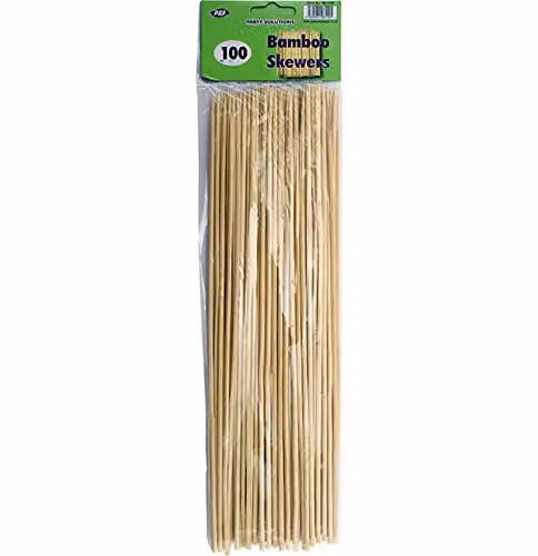 Party & Paper Solutions 100 Bamboo Wooden BBQ Skewers, 30 cm – 2