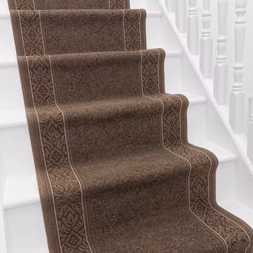 runrug Hardwearing Stair Runner Rug in St Tropez Dark Brown, W: 100 cm x L: 570 cm