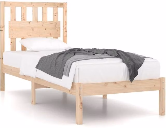 Berkfield Home Solid Wood Pine Bed Frame in Beige, W/D/H: 90 x 200 cm