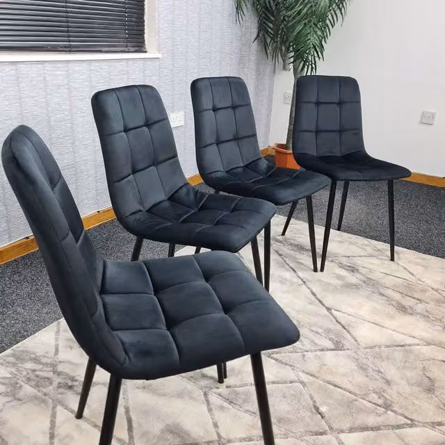 Kosy Koala Set of 4 Black Velvet Modern Dining Chairs with Metal Legs